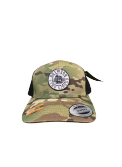 Between The Lines Camo/Black Trucker Palm Badge White