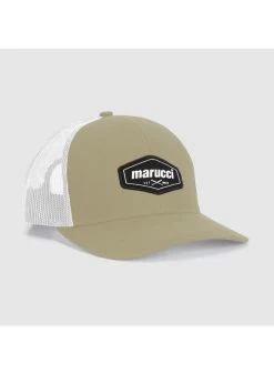 Marucci Fabric Cross Patch Trucker Hat Tan/White