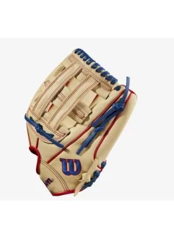 Wilson A500 12-inch Utility Youth Baseball Glove Blonde/Red/Royal 9 Wilson A500 12-inch Utility Youth Baseball Glove Blonde/Red/Royal -Baseball Joy Boutique wilson wilson a500 12 inch utility youth baseball 2