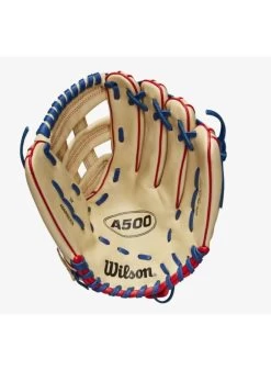 Wilson A500 12-inch Utility Youth Baseball Glove Blonde/Red/Royal 10 Wilson A500 12-inch Utility Youth Baseball Glove Blonde/Red/Royal -Baseball Joy Boutique wilson wilson a500 12 inch utility youth baseball 3