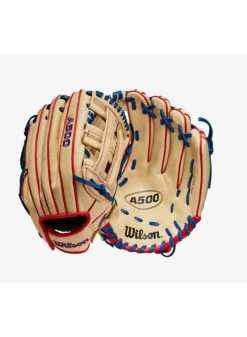 Wilson A500 12-inch Utility Youth Baseball Glove Blonde/Red/Royal 11 Wilson A500 12-inch Utility Youth Baseball Glove Blonde/Red/Royal -Baseball Joy Boutique wilson wilson a500 12 inch utility youth baseball 4