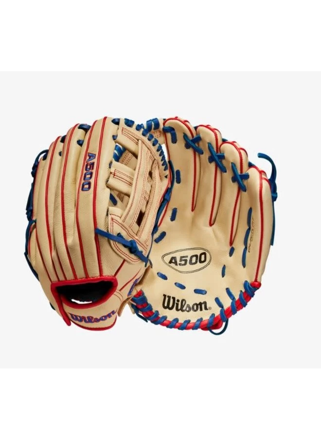 Wilson A500 12-inch Utility Youth Baseball Glove Blonde/Red/Royal 7 Wilson A500 12-inch Utility Youth Baseball Glove Blonde/Red/Royal - Image 5