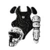 Wilson EZ Gear Kit S/M Black W/White Shinguards And White Helmet -Baseball Joy Boutique wilson wilson ez gear kit s m black w white shingu